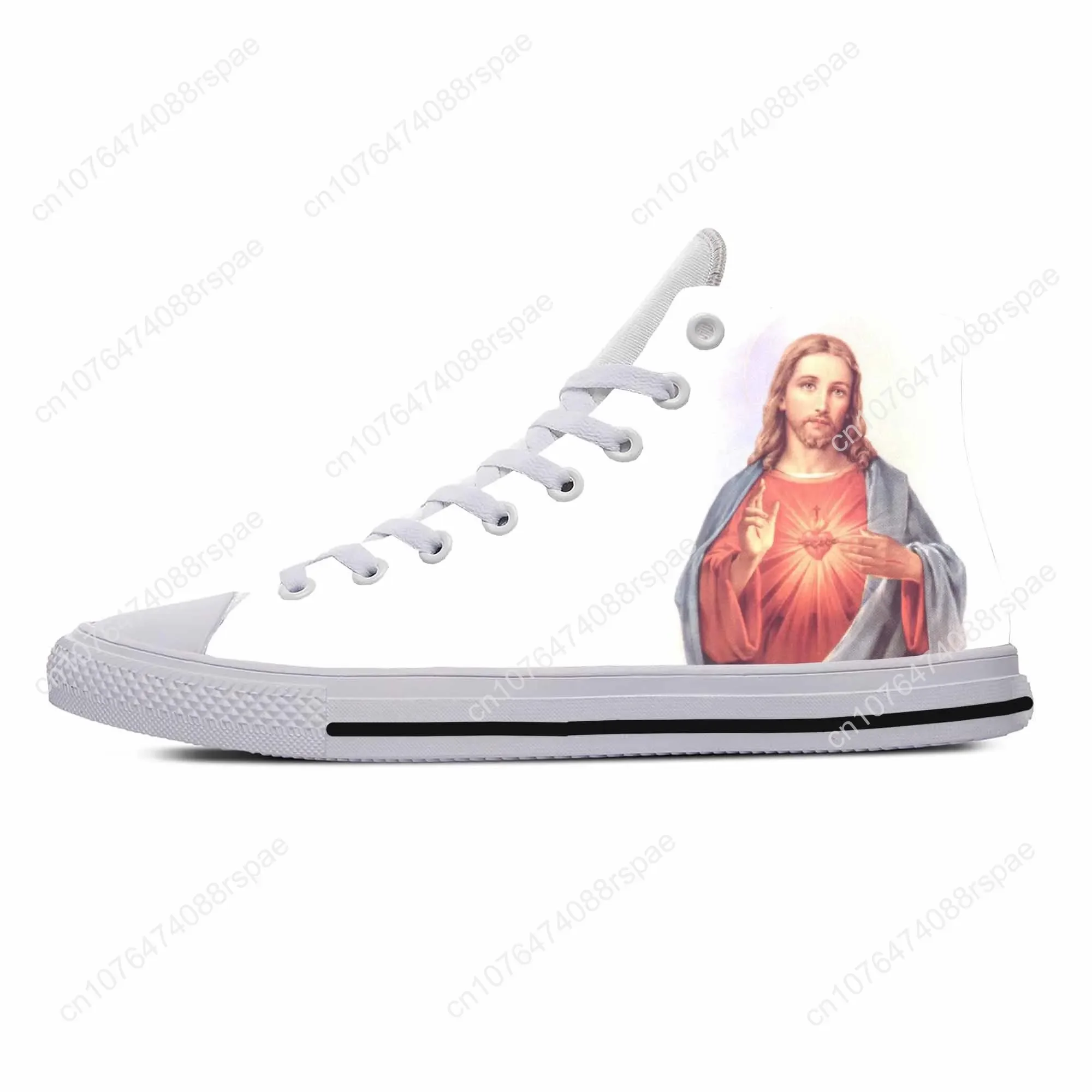 Sepatu kain kasual Yesus Kristus Cross God Faith sepatu Pria Wanita cetak 3D nyaman bersirkulasi atasan tinggi