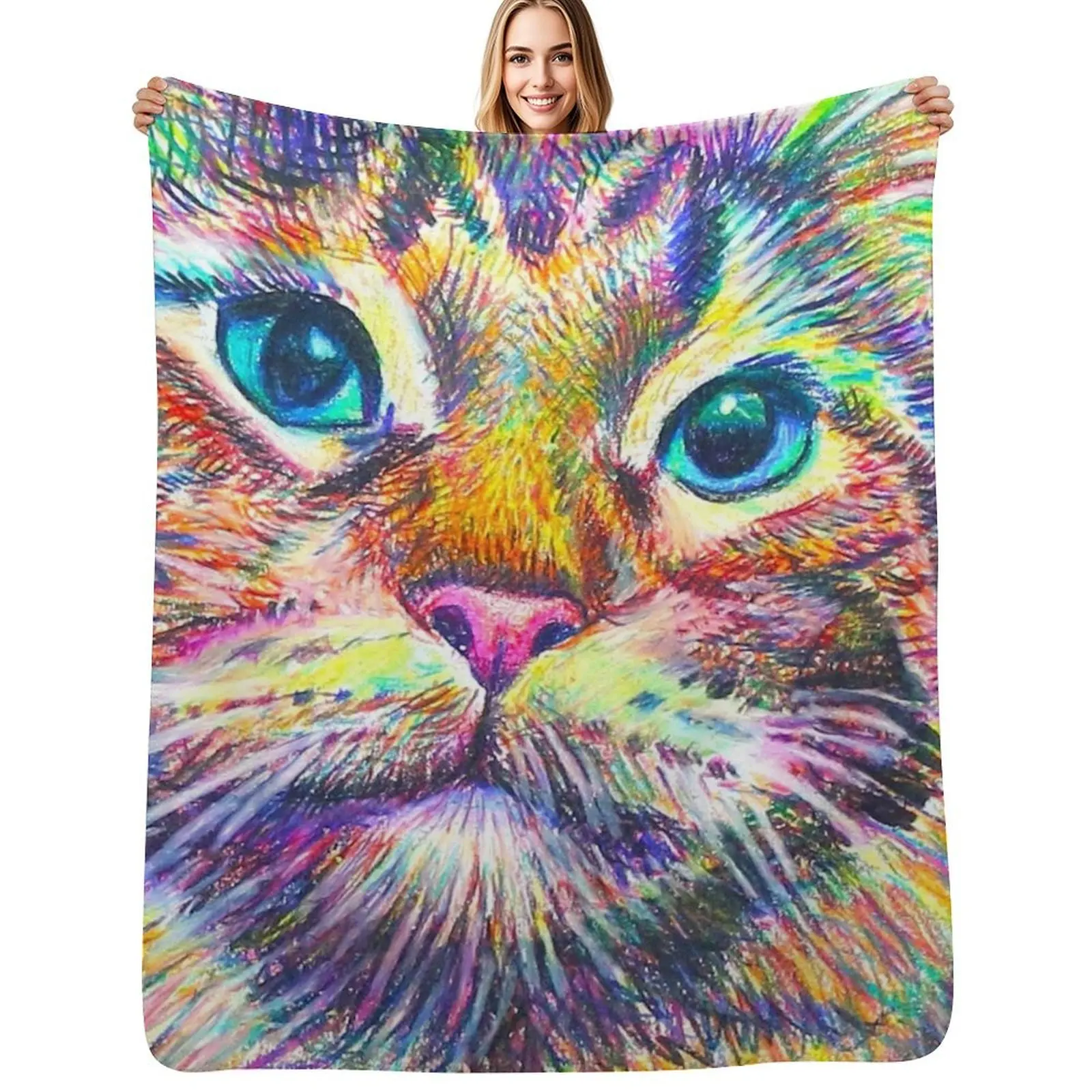 

Colorful Tabby Cat Throw Blanket Baby blankets and throws Soft Decoratives Blankets