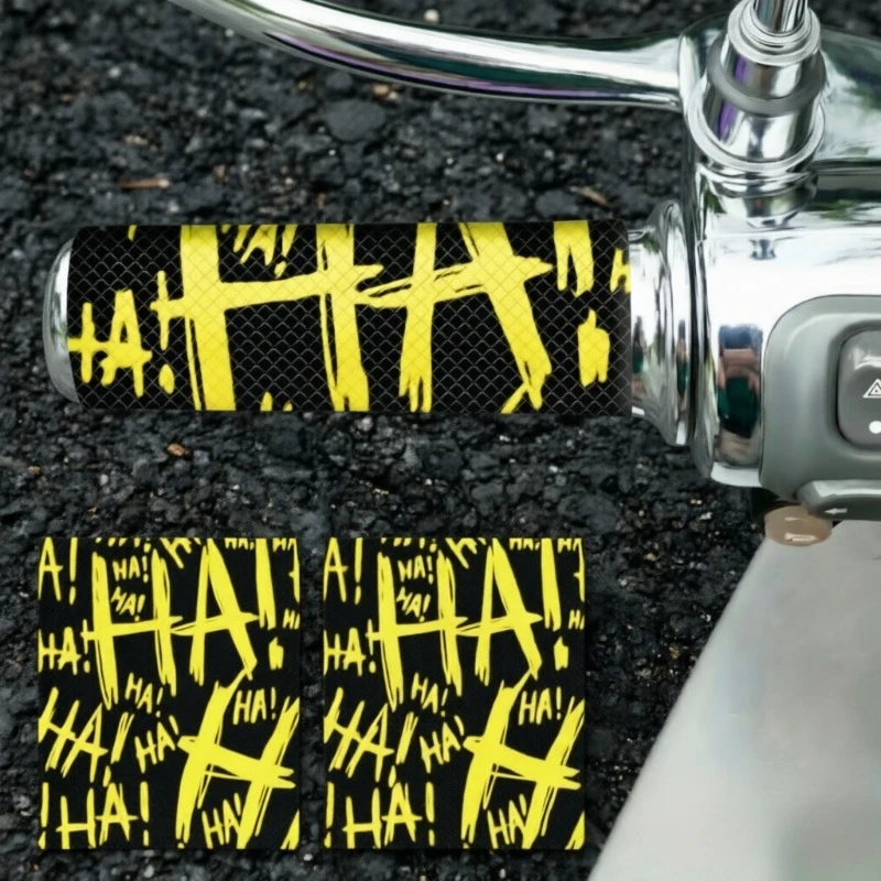 2Pcs 2D Flat HAHAHA Graffiti Handlebar Vinyl Sticker, Waterproof Decal for Motorcycle Bike Scooter Decor, Holiday Gift