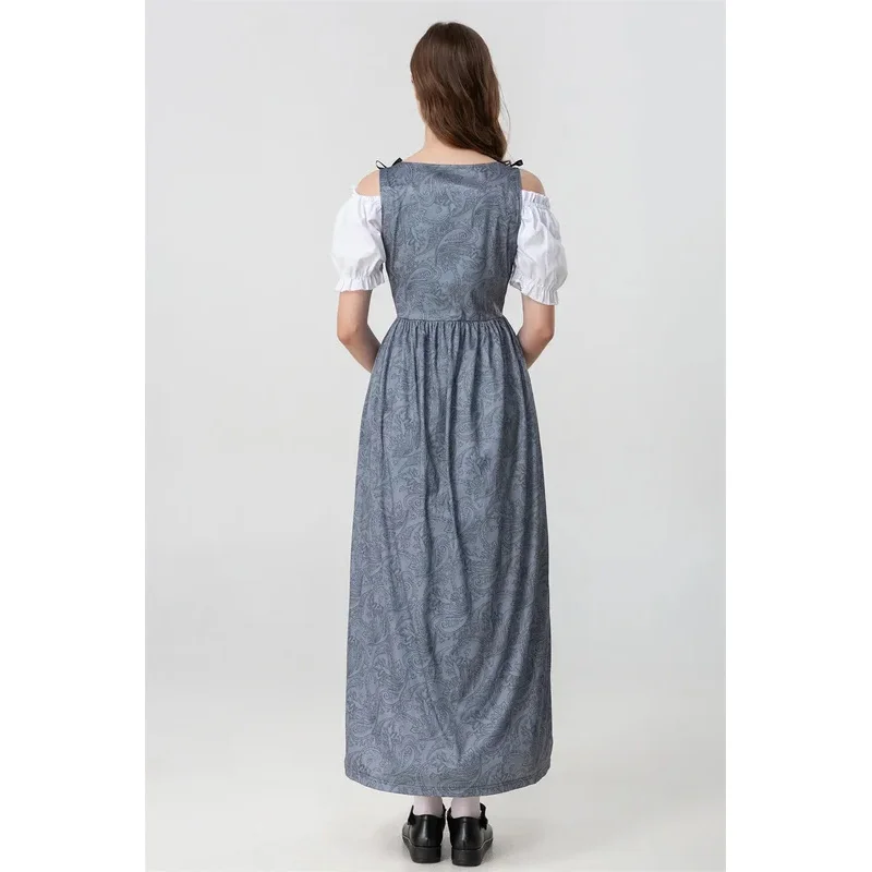 أزياء الهالوين التأثيرية في القرون الوسطى وعصر النهضة الفرنسية مانور مزرعة خادمة الملابس خمر فستان طويل مهرجان أكتوبر البيرة بغي Dirndl