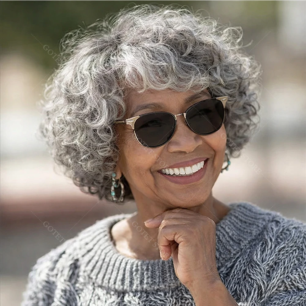 

Brazilian Glueless Instant Wear To Go Salt And Pepper Non-Lace Wig Human Hair Pre Plucked Loose Curly 5x5 Lace Wig For Seniors