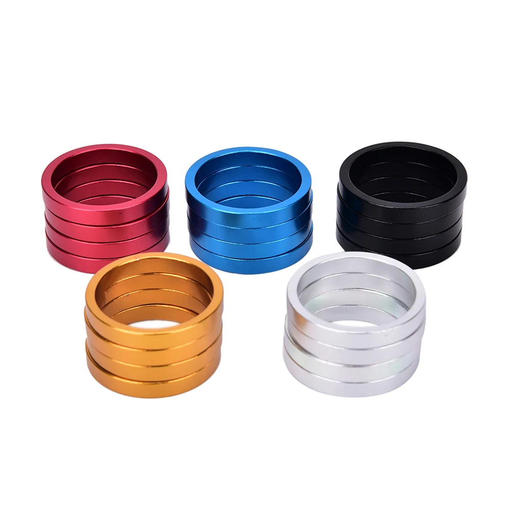 4pcs/set Mountain Bike Bike Stem Handlebar Front Fork Aluminum Alloy Gasket Spacer Washer Bike Headset Ring Spacing Pad