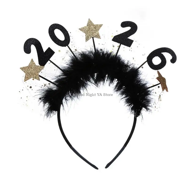 Scintillante accessorio per capelli per celebrazione del Capodanno 2026 Fasce per stelle per donne e uomini, eventi ballo