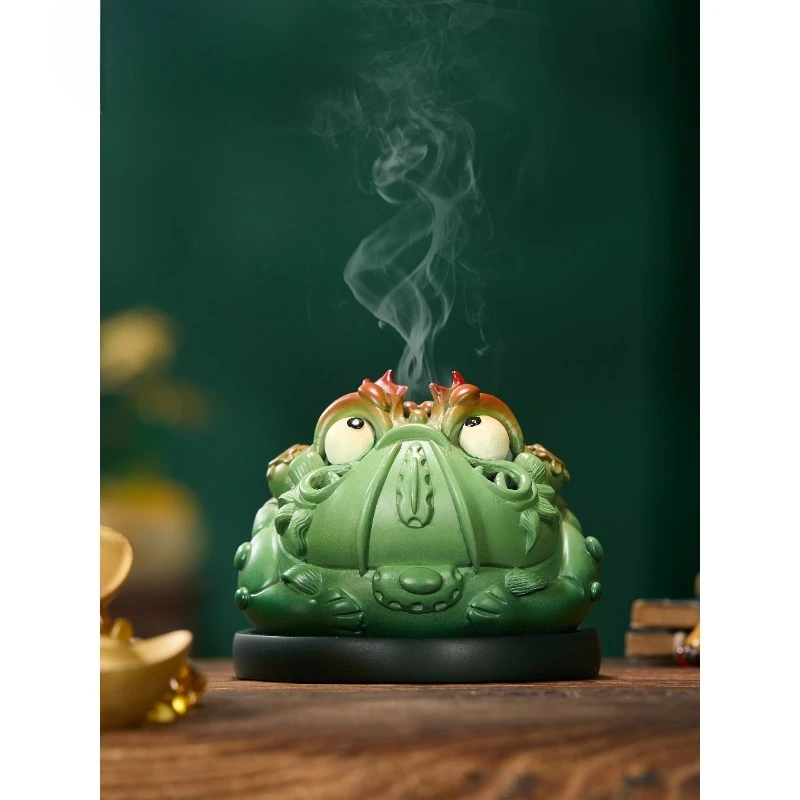 Brass toad incense burner ornament home decoration office desk