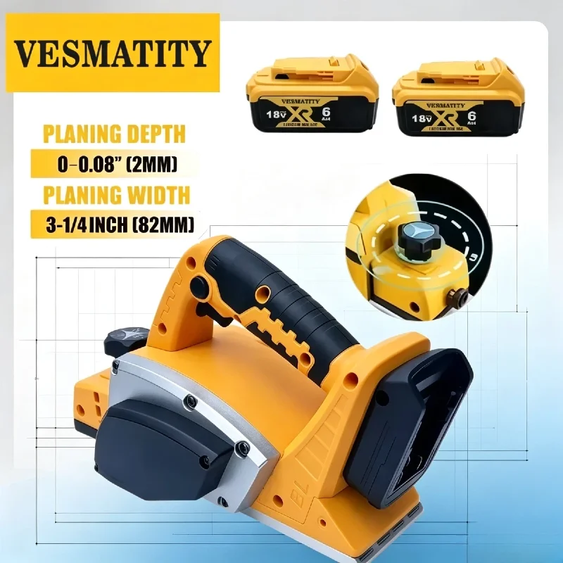 Vesmatity Electric Hand Planer Cordless Handheld Power Planer Carpenter Home DIY Router Trimmer for 18V 20V Battery Pro Max Unit