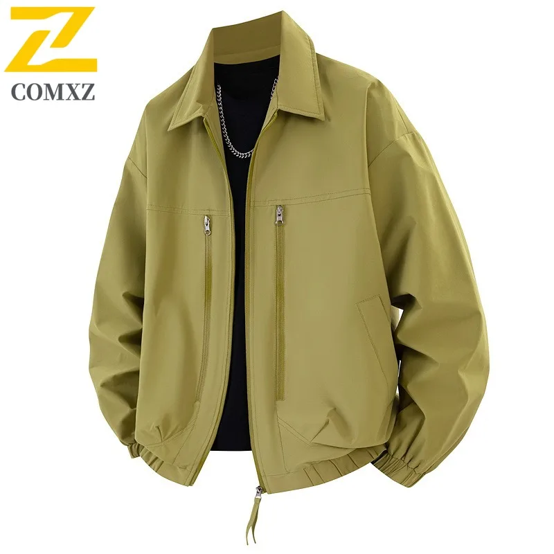 

Куртка высокого качества, мужская куртка с вырезом на воротнике, дорожное ветрозащитное пальто на молнии, свободное повседневное модное спортивное ветрозащитное весеннее и одежда