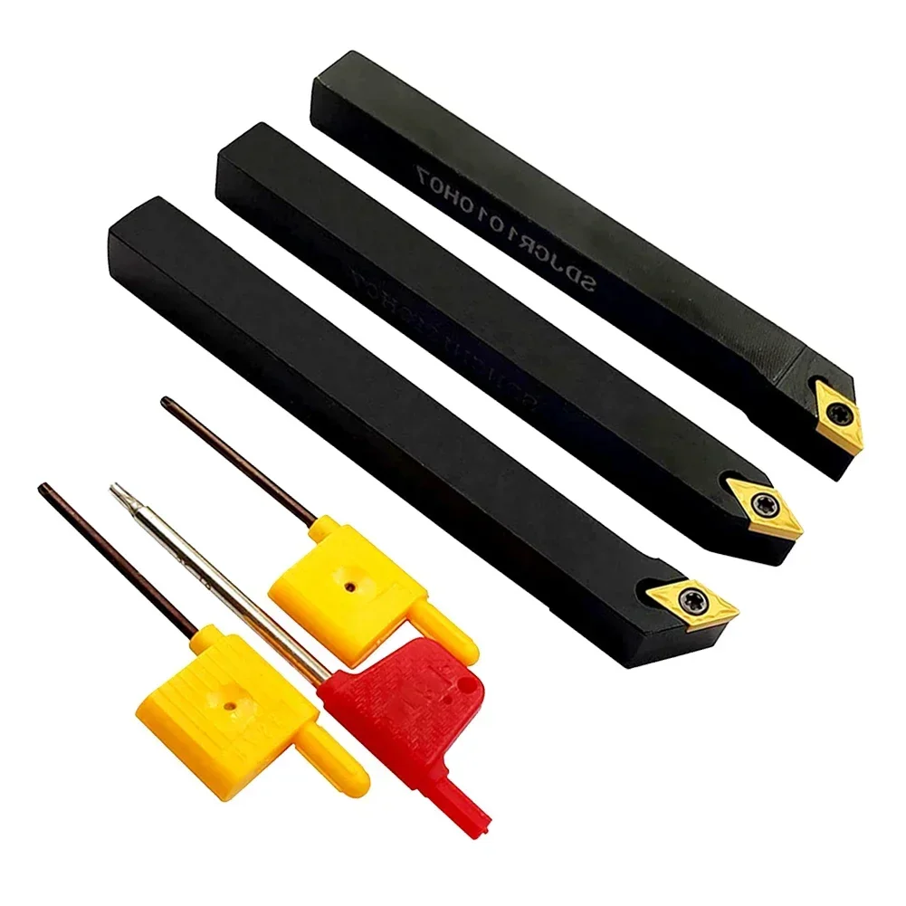 

Eeatop Lathe Boring Bar Turning Tool Holder SDNCN1010H07 SDJCL1010H07 SDJCR1010H07 With 3pcs DCMT21.51 Inserts And 3pcs T8 Wrenc