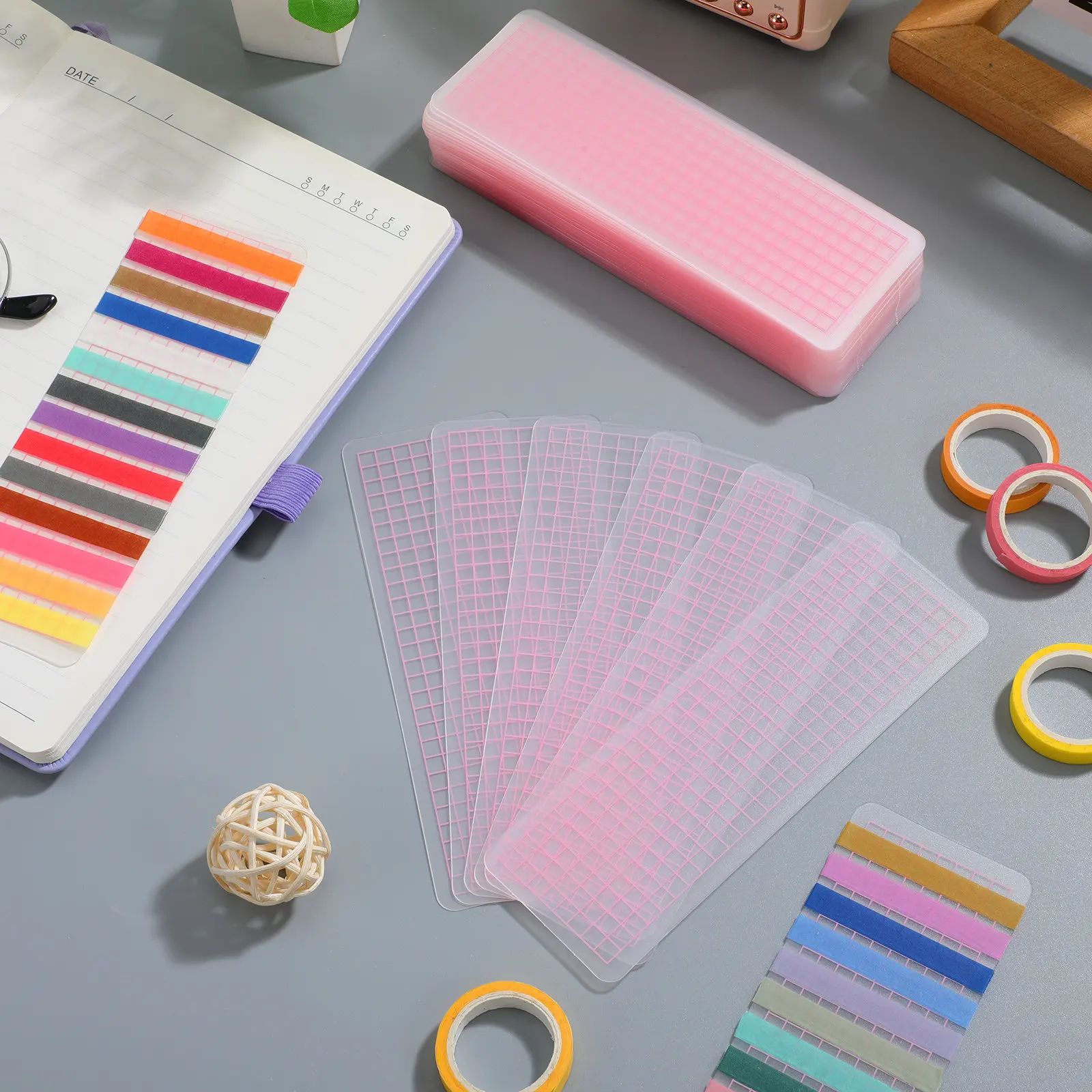 50 Pcs Tape Boards Organizer Rack for Washi Pink Separate Sample Cards Dispenser