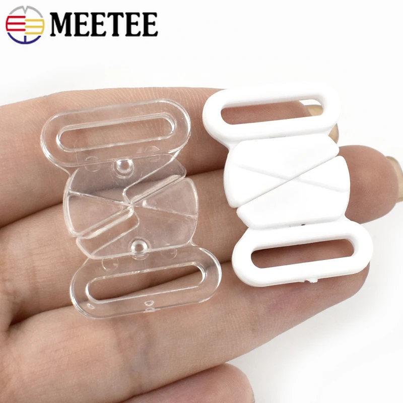 100/200Sets 18mm Plastic Resin Bra Buckles Transparent Underwear Connect Adjust Hook Clasp Bikini Clip Button Decorative Buckle