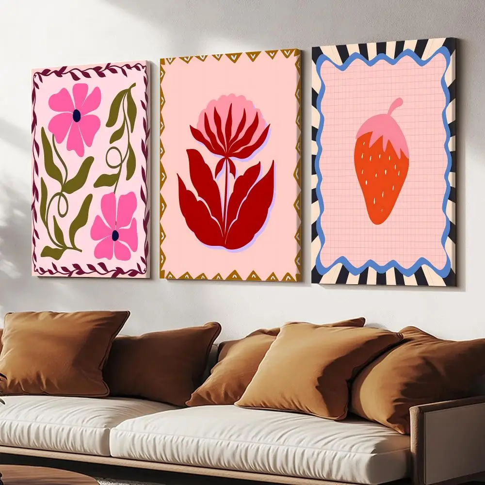 Art Nordic Flower Ins Painting Calligraphy HD Modern Style Inner Frame Canvas Poster Bedroom Room Hallway Wall Art Decor