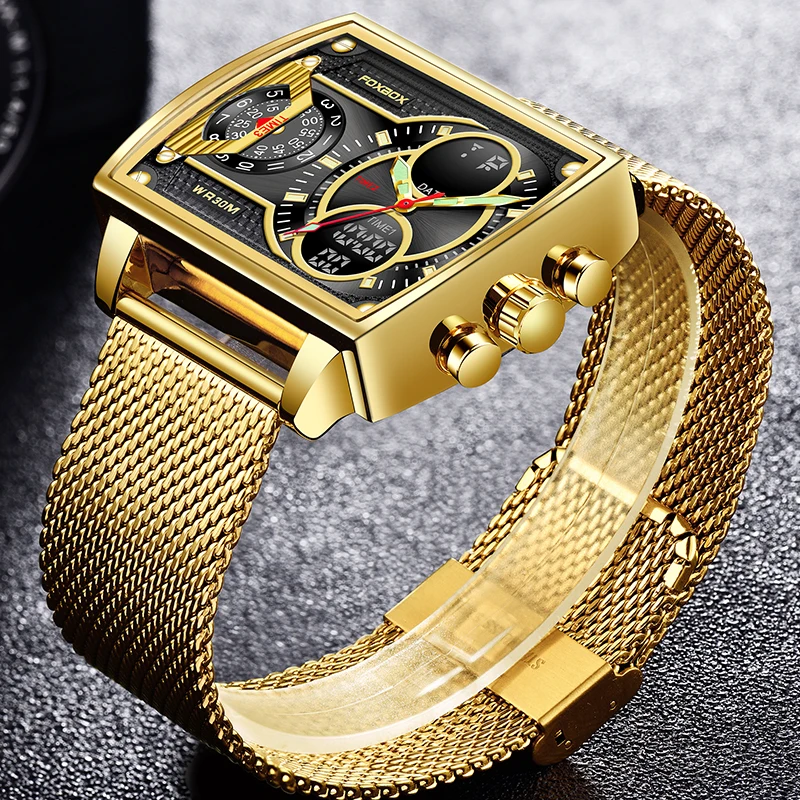 LIGE Men Watch FOXBOX Fashion Military Sport Waterproof Watches For Men Top Brand Luxury Digital Chronograph Relogio Masculino