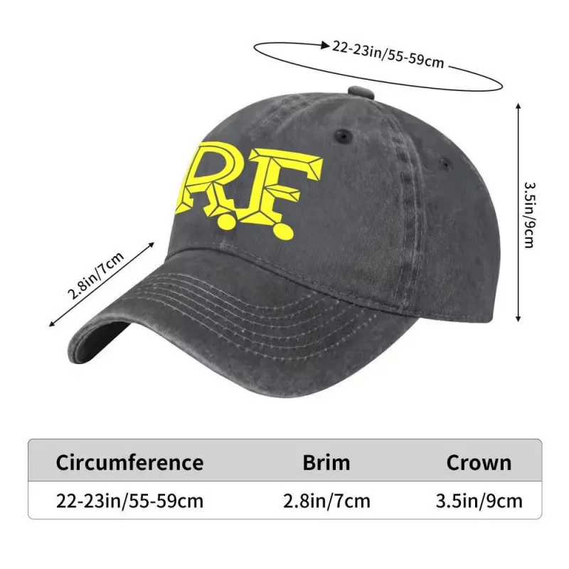Men's Women's Adjustable Snapback Cap Yellow RF Logo Initials Lightweight Washed Baseball Hat Unisex Black Yellow Multi-Color