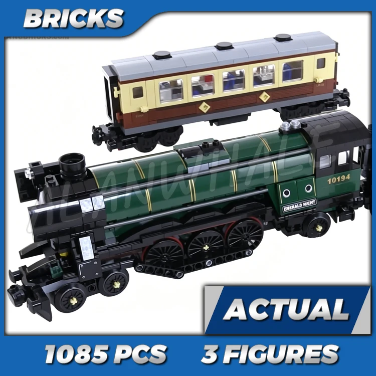

1085pcs Creative Expert Emerald Classic-styled Train Night Steam Locomotive 21005 Building Kits Sets Compatible With Bricks