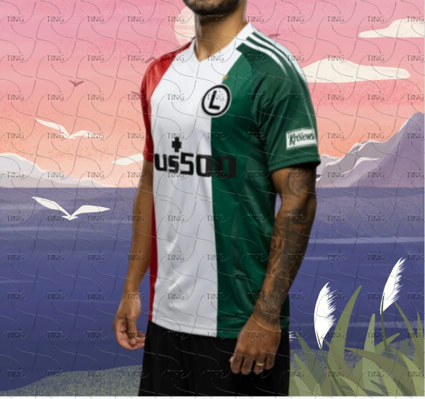 البولندية الرجال المطبوعة لكرة القدم جيرسي Legia Warsaw الكلاسيكية موتو الرياضة التجفيف السريع تنفس المتضخم امتصاص العرق تي شيرت