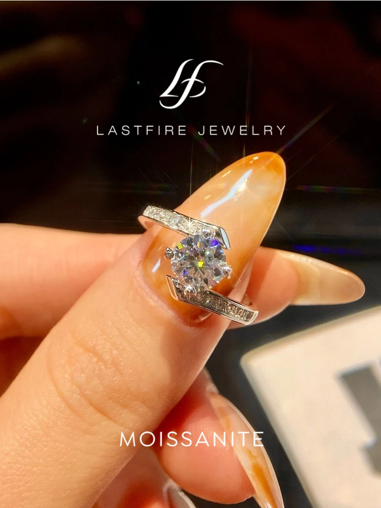 

KNB блестящие сертифицированные 1 карат обручальные кольца с муассанитом и бриллиантами для женщин, стерлинговое серебро 925 пробы, свадебные подарки, роскошные ювелирные изделия