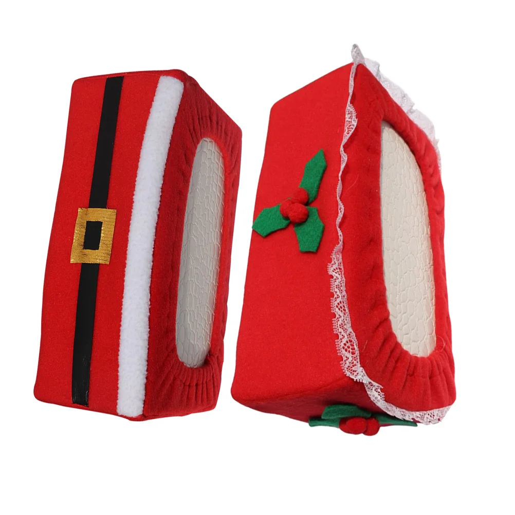 

2Pcs Christmas Tissue Box Berry Design Chic Holiday Decoration Practical Fabric Tissue Holder Ideal for Party Home Office