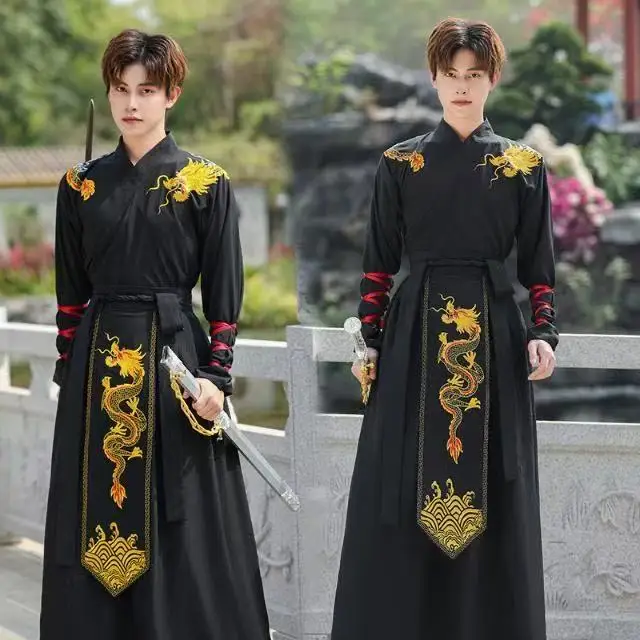 

Classic Dragon Embroidery Hanfu Large Size Men Women Ancient Chinese Costume Halloween Stage Show Hero Wuxia Cosplay Clothing