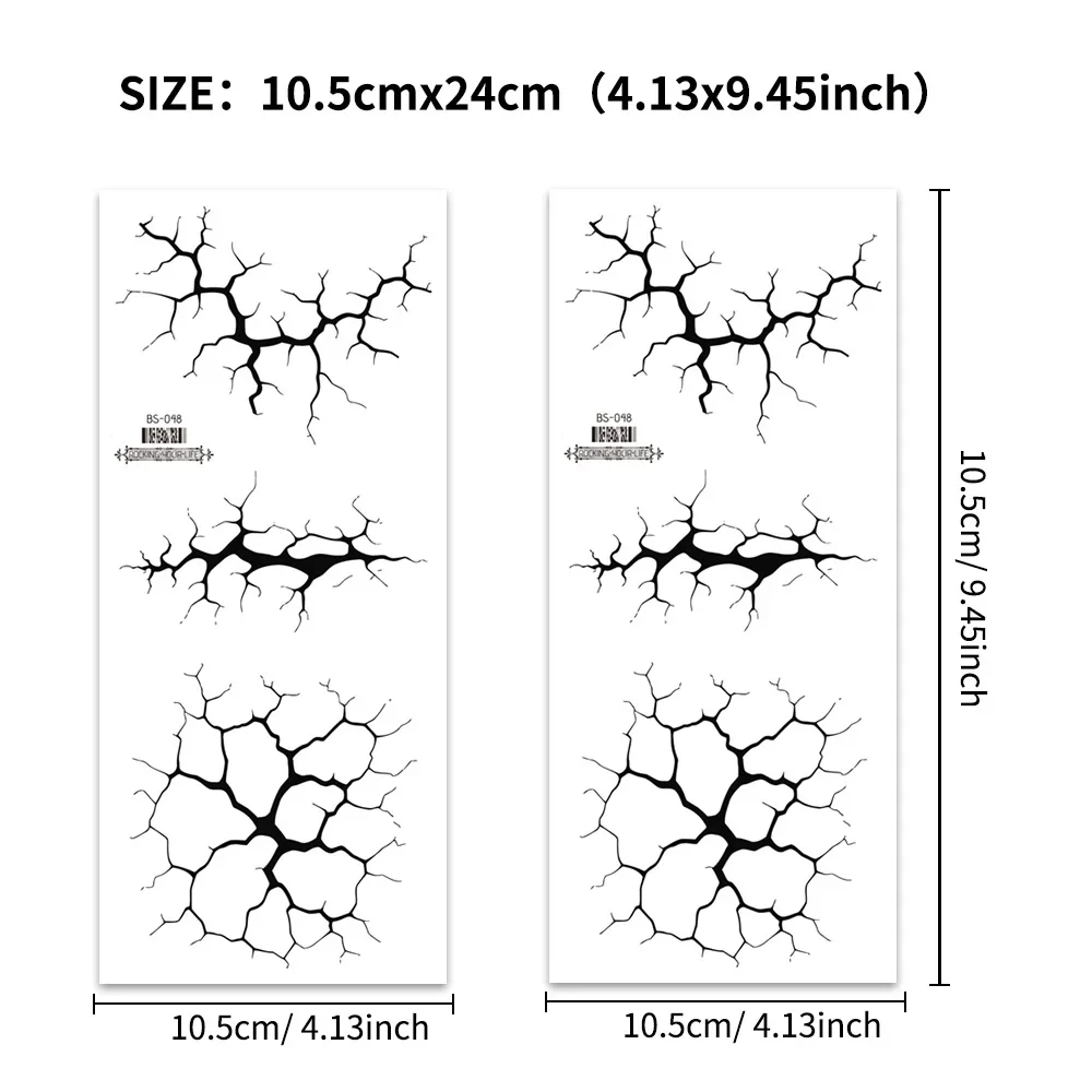 ملصق وشم مؤقت كبير للهالوين باللون الأسود البرق لمكياج الهالوين - تصميم رور واقعي للوجه والجسم أ
