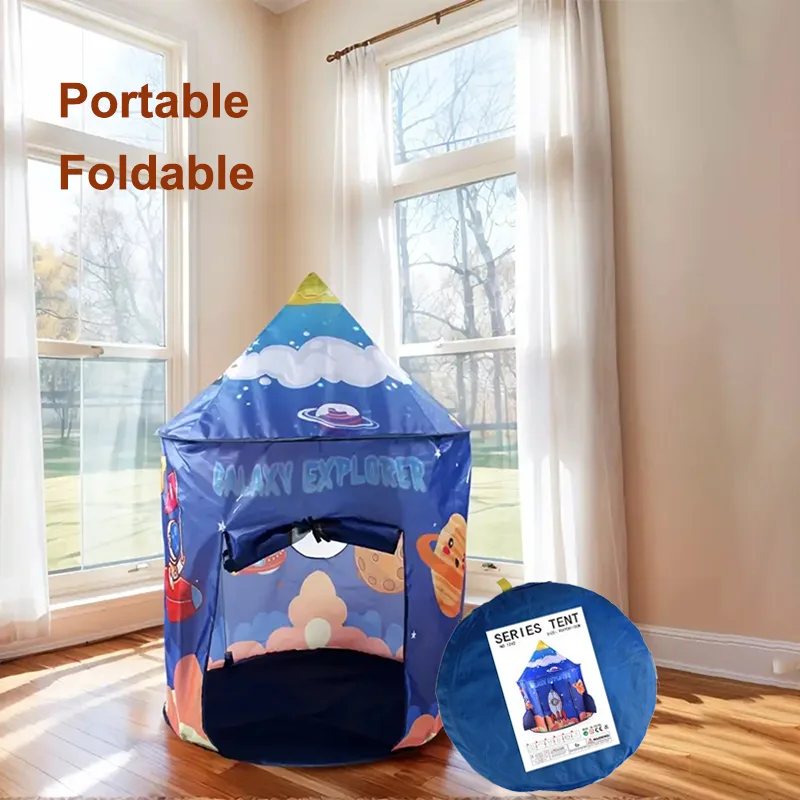 125CM Rakete Kinder Kinder Zelt Tragbare Faltbare Baby Spielen Haus Große Raum Jungen Mädchen Schloss Indoor Outdoor Spielzeug Geschenk
