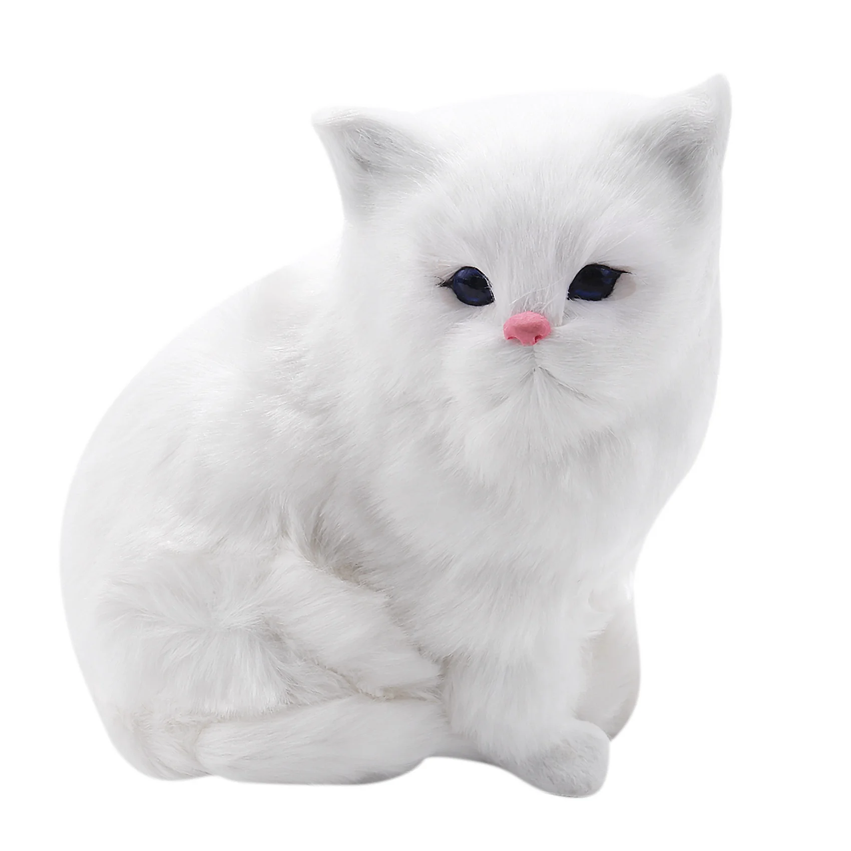 AD23-Realistic Cute Simulation Stuffed Plush White Persian Cats Cat Table Decor Kids Boys Girls