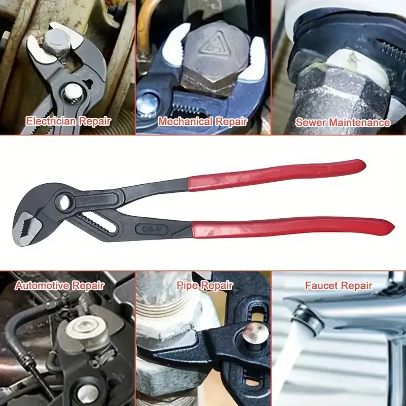 7"/10"/12" Large Opening Universal Wrench Multifunctional Adjustable Quick-Release Water Pipe Clamp Pliers Household Hand Tools
