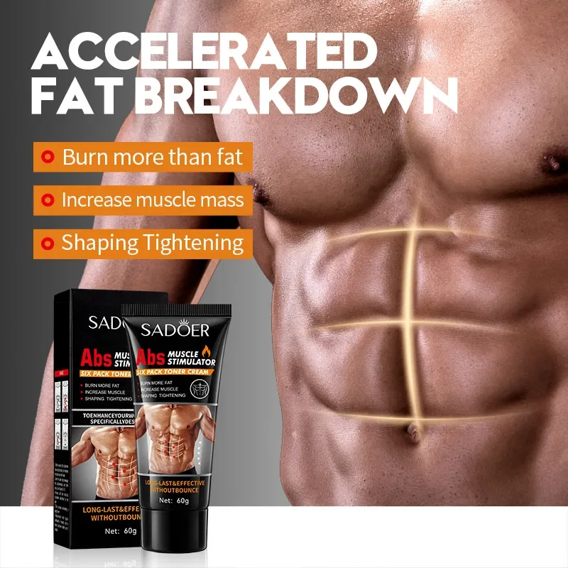 Crema Reductora y Calentadora Abdominal para Hombre 60g SADOER Crema Adelgazante Corporal para Cintura y Abdomen 60g