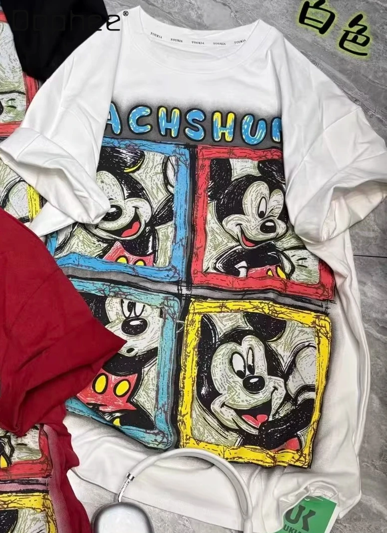 

European and American Fashion Trend American Style Casual Cartoon Print Short Sleeve T-Shirt Loose Versatile Top