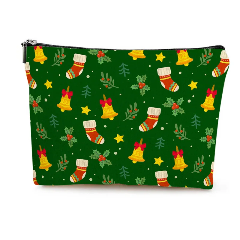 Christmas Cosmetic Bag Double-Sided Printed Three-Dimensional Storage Bag Cross-Functional Clutch Protable Zipper Storage Bag