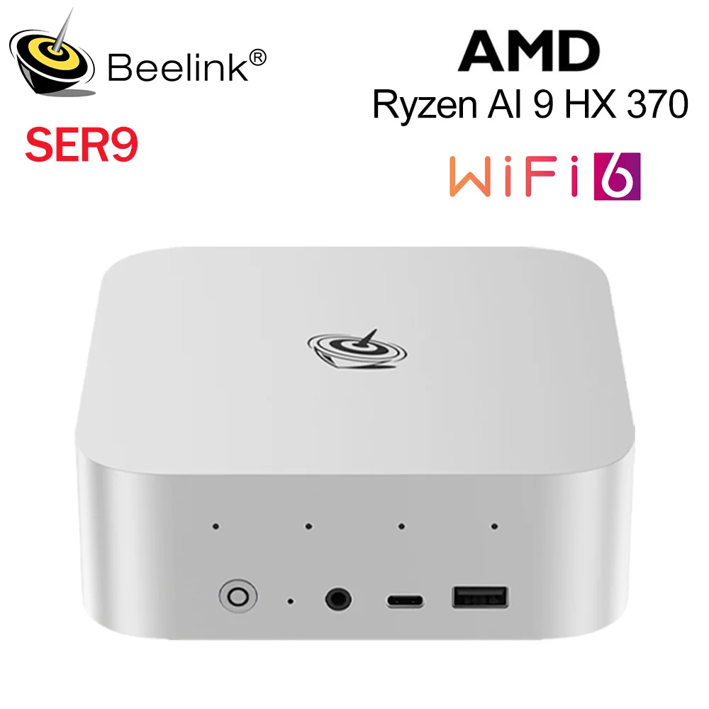 Beelink SER9 AMD Ryzen AI 9 HX370 Powerful AI PC 32G DDR5 1T NVME Mini Gaming PC PCIe4.0 SSD Desktop Computer VS SER8 AMD 8845HS