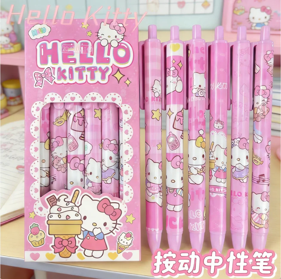 

6 шт./компл., Sanrio Hello Kitty, ограниченная серия, высококачественная гелевая ручка, мультяшная серия, черная, 0,5 мм, офисные школьные принадлежности, для студентов