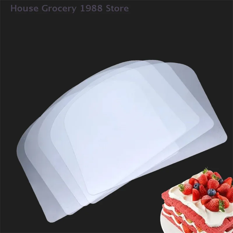 5Pcs Transparent Plastic Soft Spatula Cake Cream Scraper Fondant Pastry Plain Smooth Jagged Edge Spatula Cutter Baking Tool