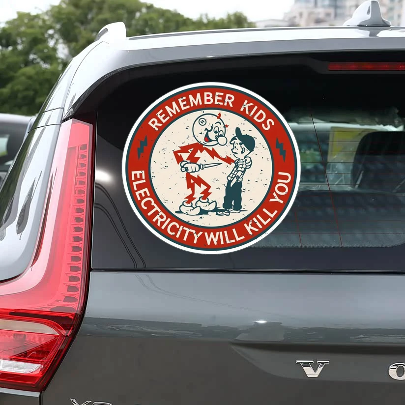 

3 Pack Electric Shock Warning Labels - Waterproof UV Resistant Vinyl Decal for Motorcycle Auto Safety Caution Humorous Stickers