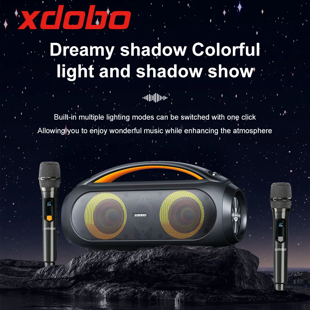 XDOBO VIBE PLUS 80W Portable Bluetooth Speaker Vibe Plus Karaoke 10400mAh Wireless TWS Subwoofer Suporrt USB/TF/AUX RGB light