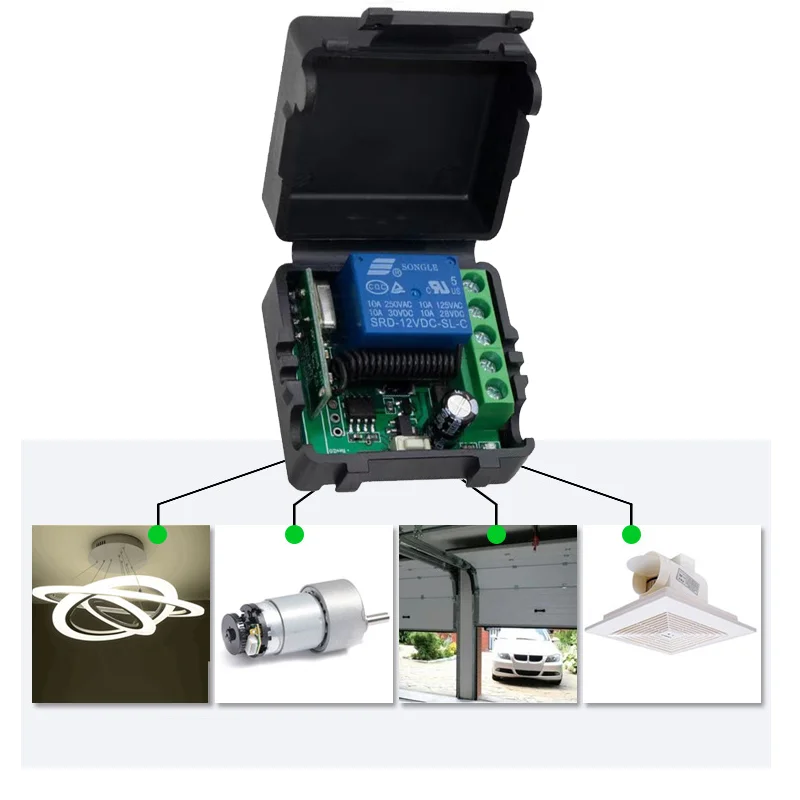 Interruptor de Control remoto inalámbrico 433 Mhz DC 12V 1CH relé RF 433 Mhz módulo receptor para transmisor remoto de código de aprendizaje