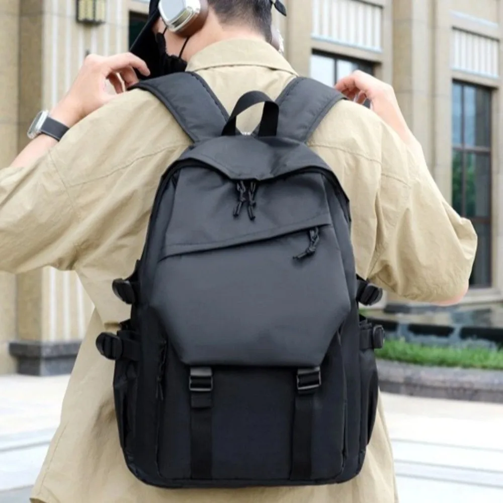 ユニセックスデザイン防水バックパックマルチポケット調節可能なストラップビジネスバックパックソリッドカラー耐摩耗性大容量バッグ