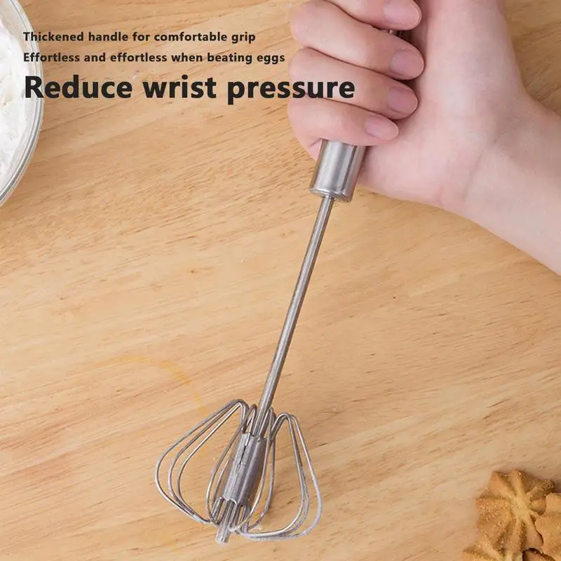 Semi-Automatic Hand Mixer Stainless Steel Whisker Multifunctional Hand Push Whisk Stainless Steel Rotating Egg Beater ﻿