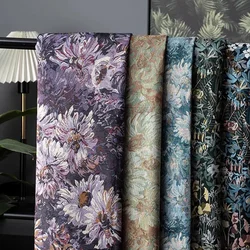 Oil Painting Style Fabric Flower Yarn Dyed Jacquard Fabric Clothing DIY Sewing Luggage Cushions Decorative Cloth by Half Meter