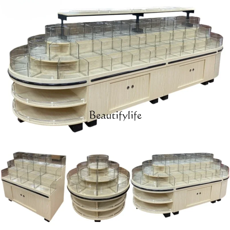 

Supermarket Double-Sided Three-Layer Bulk Scale Food Display Container round Shelf