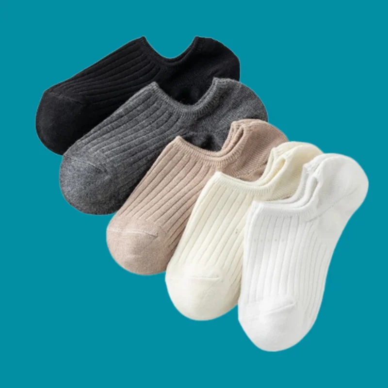 5/10 Pairs Comfortable Breathable Invisible Short Tube Boat Socks Heel Non-slip Silicone Invisible Women's Casual Socks