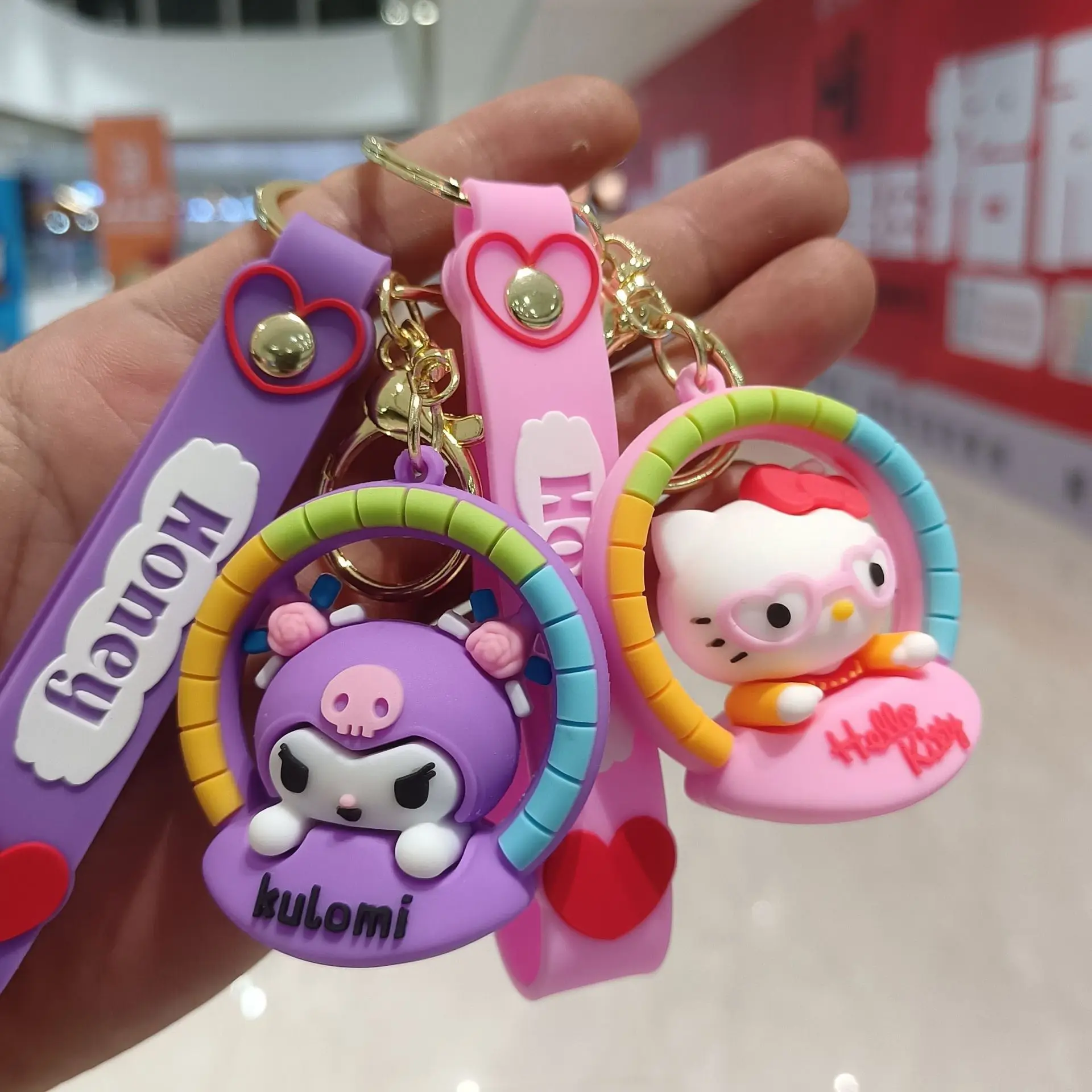 

Sanrio Kuromi Cartoon Flower Basket Keychain Toy Creative Car Doll Keychain Ring Bag Pendant Surprise Small Gift For Childrens