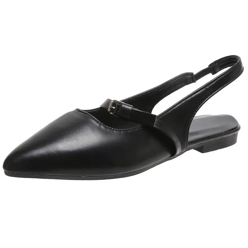 2024 Hot Sale Female Shoes Closed Toe Women's Sandals Daily Dress Sandals Women Pointed Toe Slip on Buckle Low Heel Ladies Shoes image 6