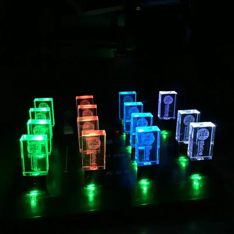 محرك أقراص فلاش USB 3.0 عصي كريستال طباعة مجانية شعار مخصص 4 جيجابايت 8 جيجابايت 16 جيجابايت 32 جيجابايت 64 جيجابايت 128 جيجابايت زجاج شفاف هدية بندريف