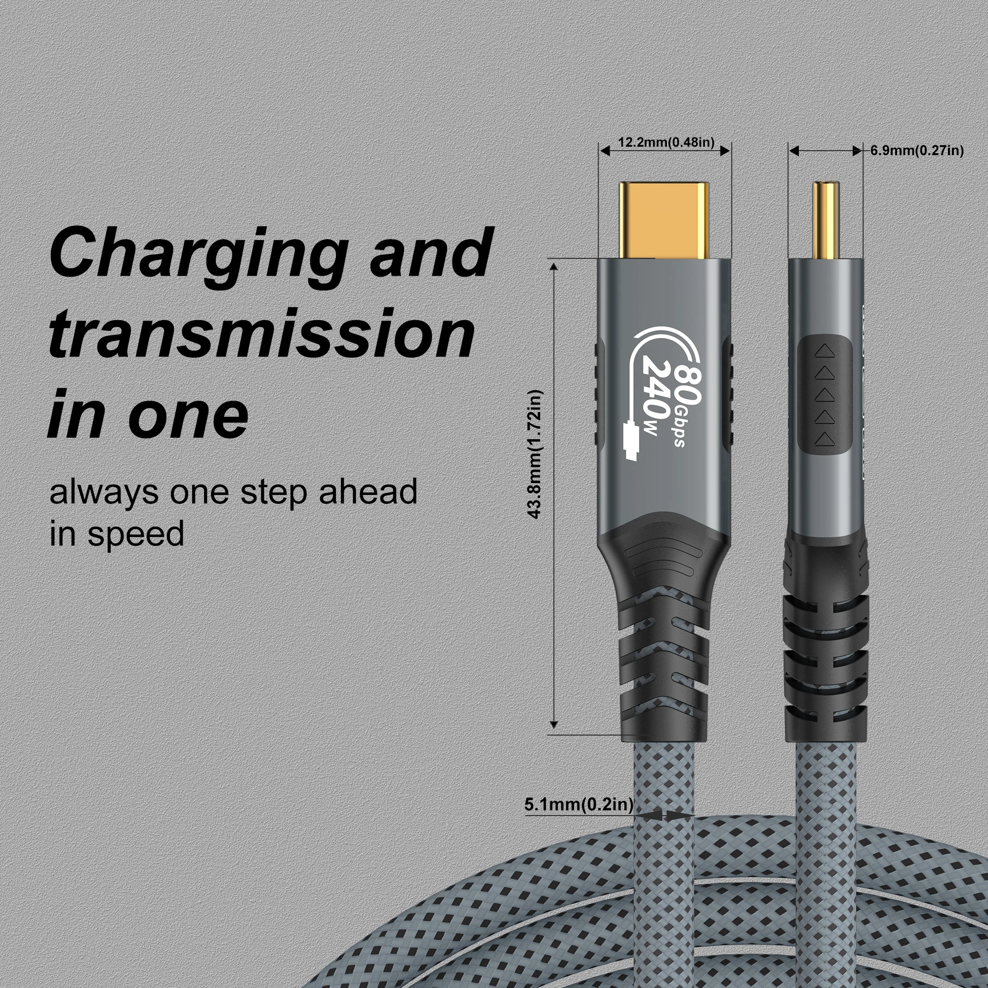 16K Type C Cable USB4 80Gbps PD240W For Thunderbolt 5 Full-featured Fast Charging Cable Thunderbolt4/3 USB C to C Data Transfer