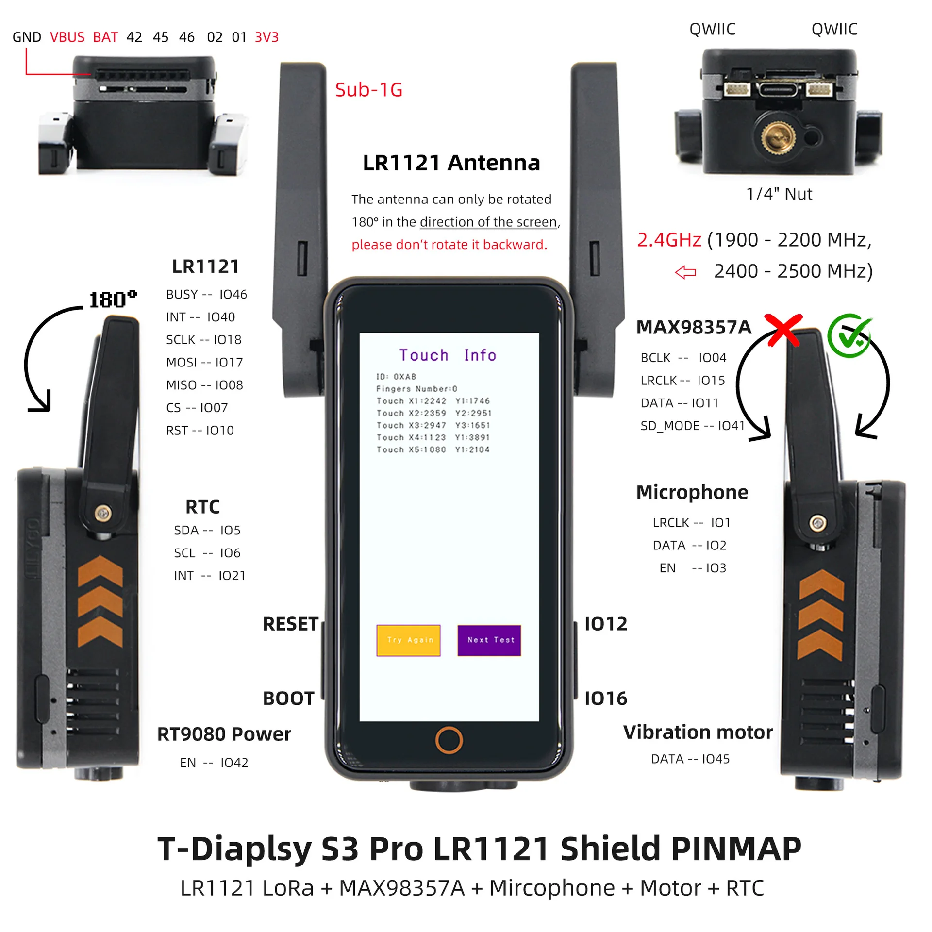 LILYGO T Display S3 Pro LR1121 LORa MAX98357A Mircophone