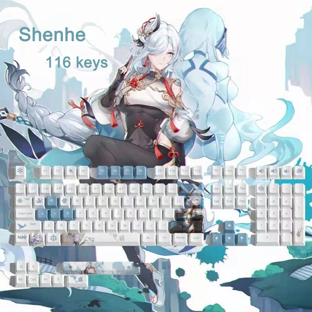 Imagem -04 - Genshin Impacto Keycaps hu Tao Nahida Shenhe Raiden Shogun Anime Pbt Cosplay Oem Interruptor mx Diy