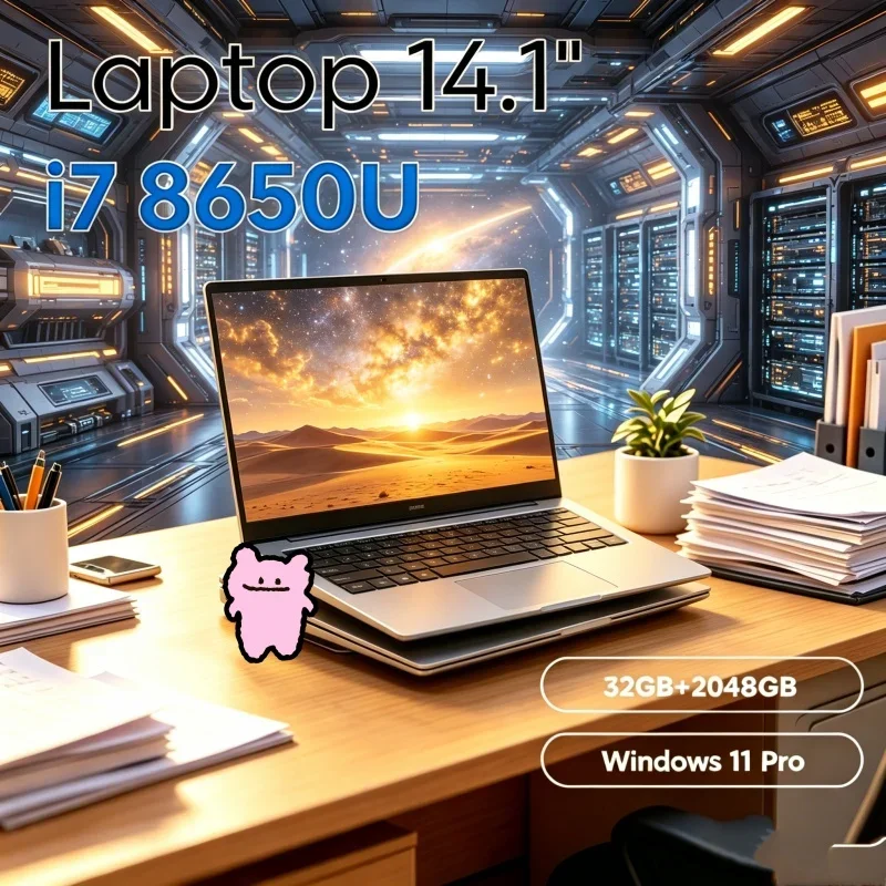 Sagacious 2026 Portátil Microsoma Estrecho de 14.1 Pulgadas con Placa, Intel Core I7-8650U, RAM, SSD M.2, Windows 11 Pro Home, Mindful Tabernacle