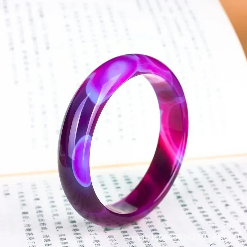 Brazilian ice purple red wrapped agate bracelet for women medium wide stripe purple jade bracelet dark bracelet quality bangle