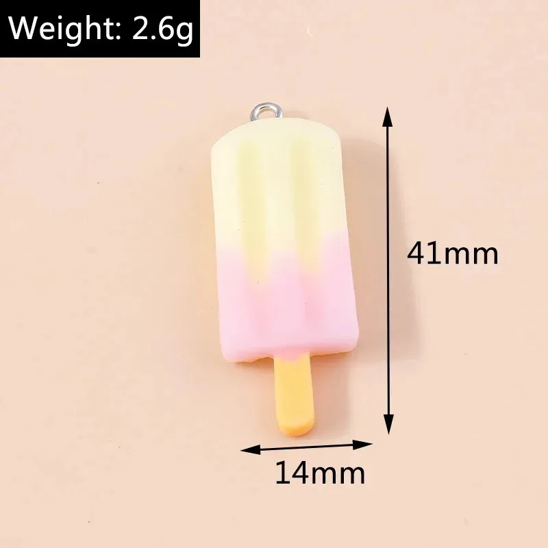 10Pcs Candy Color Kawaii Cartoon Ice Cream Popsicle Resin Charms Pendants DIY Accessories for Bracelet Necklace Jewelry Making view 2