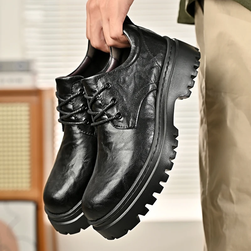 

Men's handmade leather shoes luxury minimalist retro Work or Party Adult suit Hot selling thick soled height increasing shoes