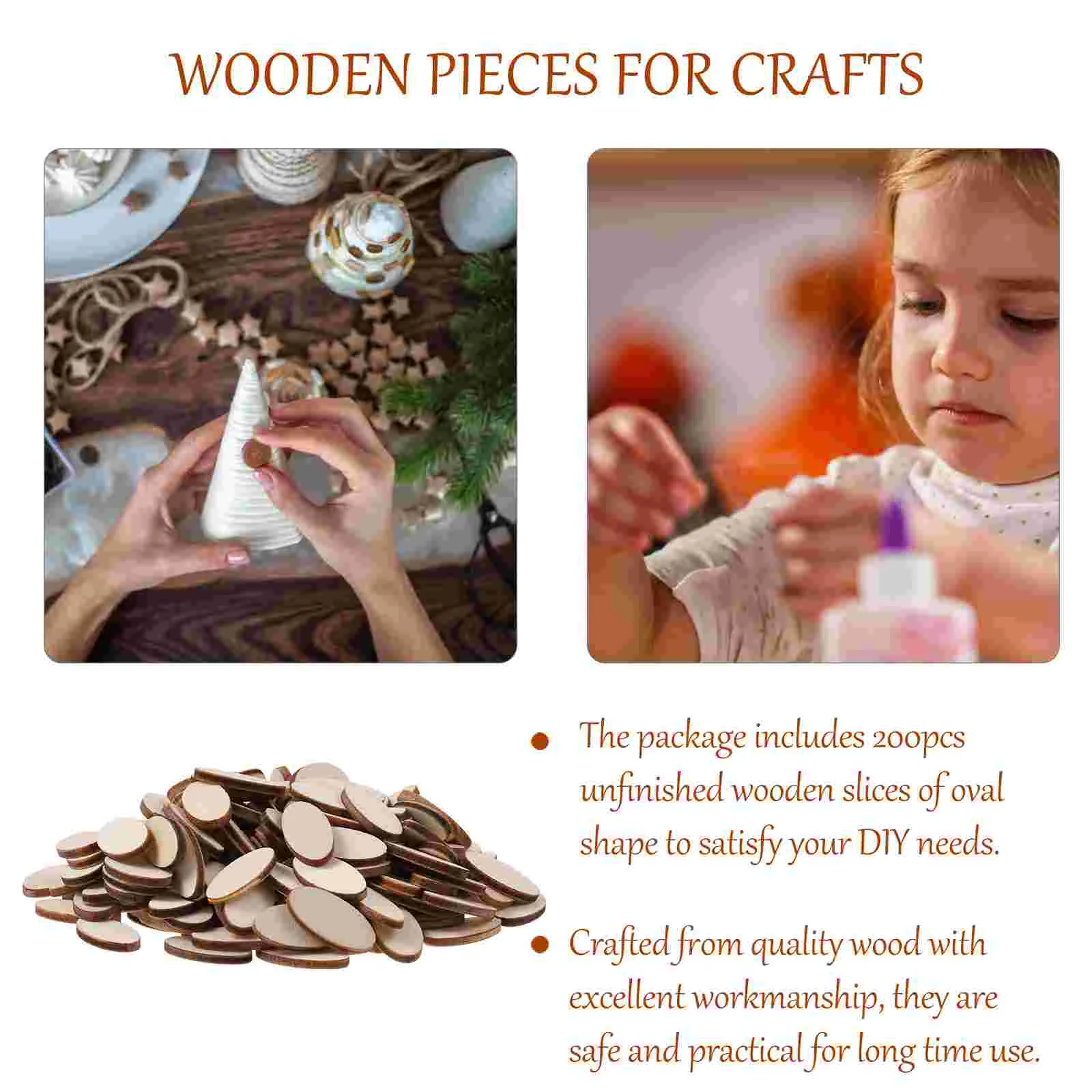 Labels Wooden Ornaments Unfinished Cutouts Slices Round DIY Oval Bamboo Chips for Craft Crafts